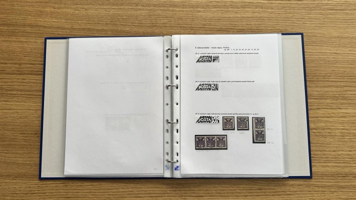 Osvobozená republika, ex Koštál - na listech obsahující základní známky, protichůdné dvojice, 4bloky, zkusmé tisky,obtisky či například 30 h krajový 6ti blok