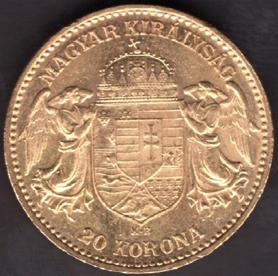 Austria -Hungary 20 Korona Hungary 1912 K.B. FJI. KM#486,ÉH1489, Au.900 6,79g, 21/1,4mm mint Kremnica  
