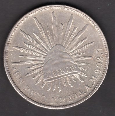 Republic Federal 1 Peso MoAM  Mexico	KM#409.2 Ag.9027 27,07g 38,5/2,8mm mint Mexico city