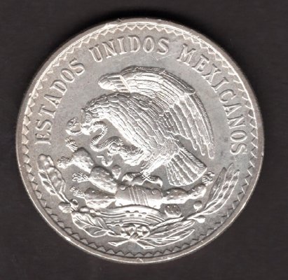 United Mex. states 1 Peso  1948 Mo Mexico KM#456.3 Ag.500  14g 32/2mm mint Mexico city
