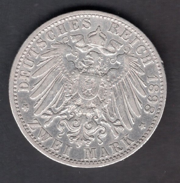 Deutches Reich 2 Mark 1898  A Prussia William II.	J#102, Ag.900 11,06g, 28/2mm A Berlin Patina