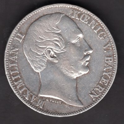 Bavaria 1 Vereinsthaler 1857  Maxilmilian II. Thun#98 Ag.900 18,52g 33mm Munich