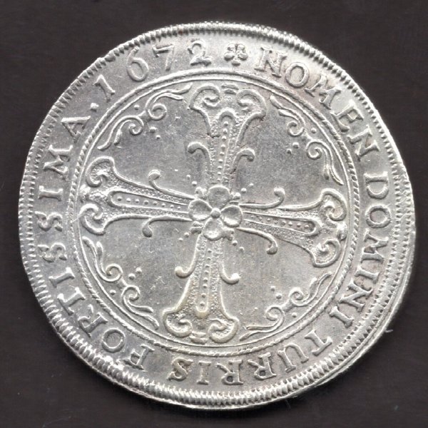 Frankfurt 1 Gulden/60 Kreuzer 1672 Free imperial City KM#146, JuF#562 Ag.900 19,46g 36mm  mintmaster Michael Faber, scratch