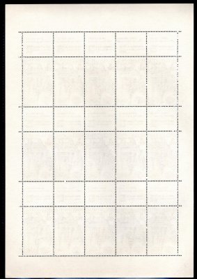 L56 Letecké Praga 1968, kompletní arch 15 známek + 15 kupónů (B, 2.X.67, dole bez přesahujících PO)