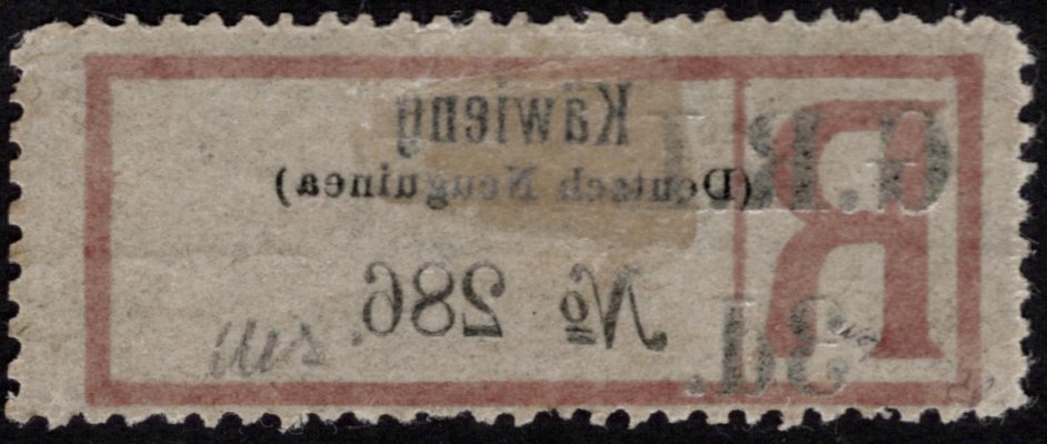 New Guinea ( Deutches) SG.41, německá R-nálepka KAWIENG , kat. 250 GBP