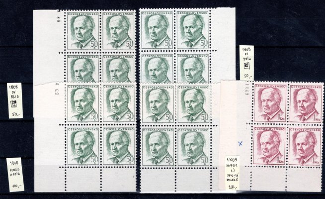 1808-1809; rohové 4bloky, 1808 s DV 82/2, 1808 s DV 82/2 a DV 99/2, 1809 s DV 99/2, 1809 DO 91/1