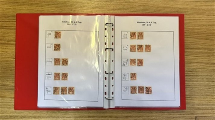 Holubice 148, 20 h, typ I, TD I + II, sbírka DV uspořádána dle studie z roku 1988, DV v různých stadiích, celkem 129 známek