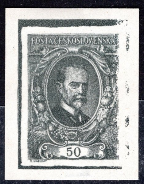 50 h ZT, TGM, velký formát v barvě černošedé, 22x31 mm, částečně nevyčiištěná deska, zkoušeno Karásek