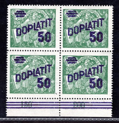 DL 45 B, doplatní, HaV, hz 13 3/4:13 1/2, krajový 4blok s počítadly, 50/500 h zelená