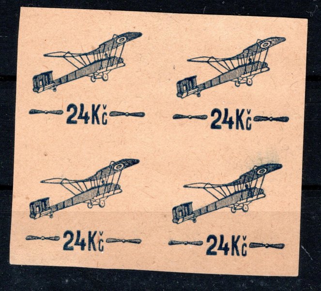 L 2 ; 24 Kč ve 4 - bloku - zkusmý tisk na nah. papíru - Zk. Karásek 