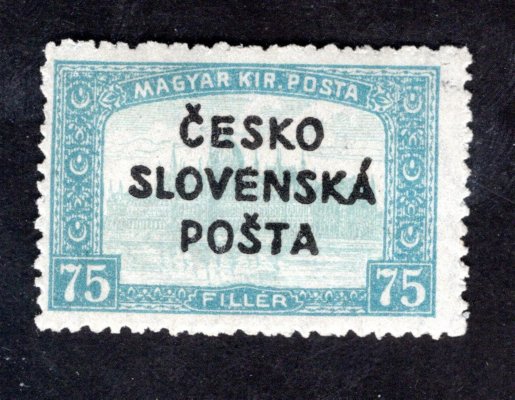 RV 160, Šrobárův přetisk, II. náklad, Parlament, modrá 75 f, zkoušeno Mrňák