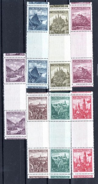 304 - 10 Ms, krajiny, hrady, města, řezaná svislá meziarší