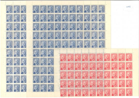 2165 - 2166 (papír oz) ; 2 x PA(100) hodnoty 30 h  + horní polovina archu 60 h, u 30 h  deska A + B,  data tisku 22.X.75, 20.X.75