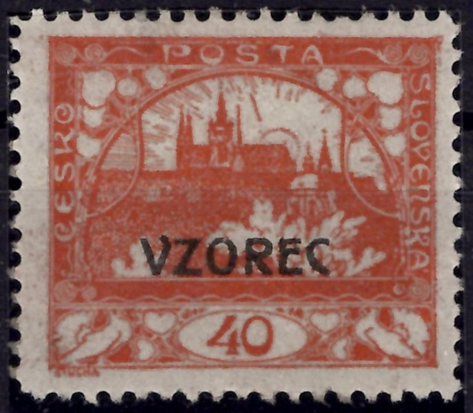 14 D VZ, přetisk VZOREC,  řz 11 1/2, oranžová 40 h