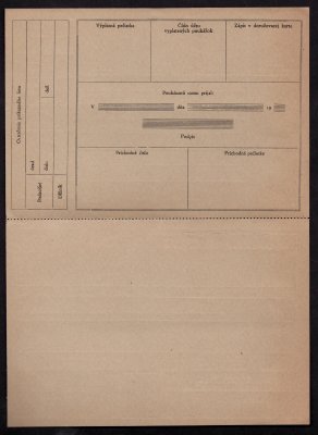 CPA 2.3 B, poštovní příkazní arch, červený ruční přetisk, kompletní