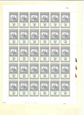 ČR 204 Tradice české známkové tvorby 4,60 Kčs, dva kompletní nepřeložené 30známkové archy (A a B)