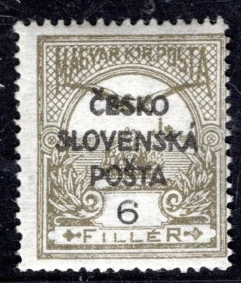 RV 141 Ob, 6 filler Šrobárův přetisk,obtisk přetisku, zkoušeno Mrňák, náklad II