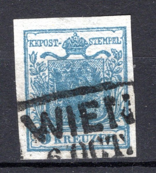 5 H IIc, dunkelblau, UM; 9 kr, ruční papír, typ IIc, tmavě modrá, podložený střed, tenký papír 0,075 mm, raz. WIEN, pěkné okraje, P, FB € 120.