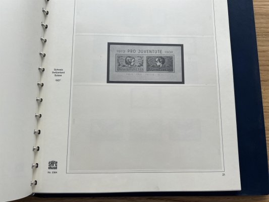 Švýcarsko, 1843- 1940  listy + desky SAFE, z počátečních rokú zastoupeny bloky 1,2,4,5, 6 z pozůstalosti, příznivě vyvoláváno

