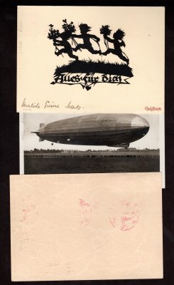 Zeppelin LANDUNGSFAHRT NACH GENF 1930 Sie.87, LANDUNGSFAHRT NACH BERN UND BASEL, Sie.94, dofrank KL a 2 pohlednice se švýcarskými let. známkami ,
 jen frankatury 305 EUR 