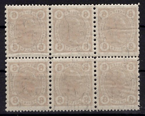 Vydání 1905 - 123, 6 heller oranžová v 6-ti bloku s Friedlovým zoubkováním 12 1/2 : 9 1/4, v blocích řídký výskyt, kat. cena 360 EUR 