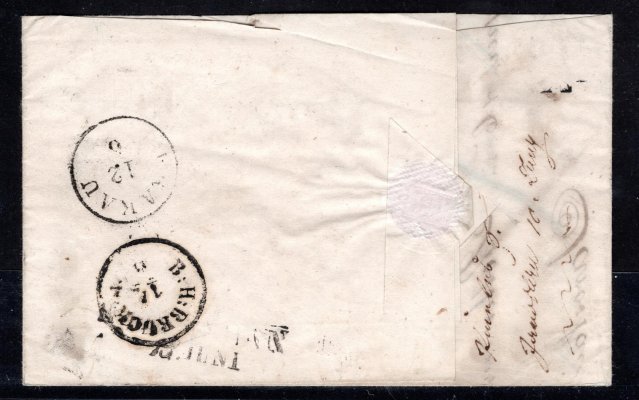 Rakousko dopis 1850 3x 3kr I. typy, nahoře Balken, Ferchenbauer 1575 EUR , ex. Mynář