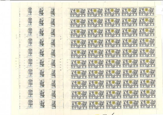 2316-21 Mosty, kompletní série v 50kusových arších (20 h A; 40 h A; 1 Kčs A; 2 Kčs B; 3 Kčs B; 5,40 Kčs A, s DV 40/1 a 45/1)