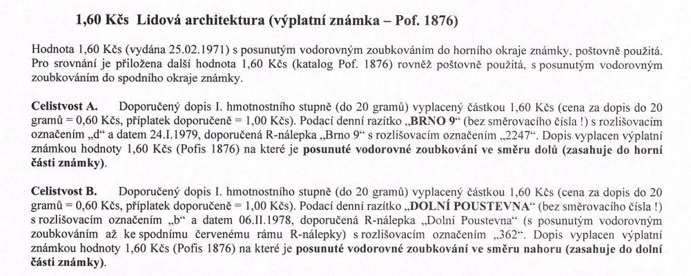 Celistvost – Doporučené dopisy vyplacené známkou hodnoty 1,60 Kčs (Pof. 1876 - Lidová architektura), razítko "BRNO 9" – viz popis na skenu