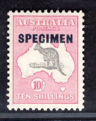 Austrálie 127 S, 10 Shilling klokan s přetiskem SPECIMEN