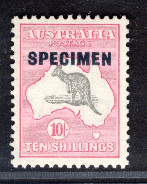 Austrálie 127 S, 10 Shilling klokan s přetiskem SPECIMEN