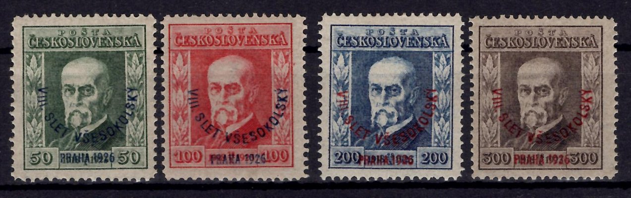 183 - 186, P 5,7,8,5 Všesokolský slet, kompletní řada, 3x zkoušeno Gilbert