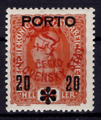 RV 75, Marešův přetisk, červený, PORTO, 20/54 oranžová, zkoušeno Mrňák