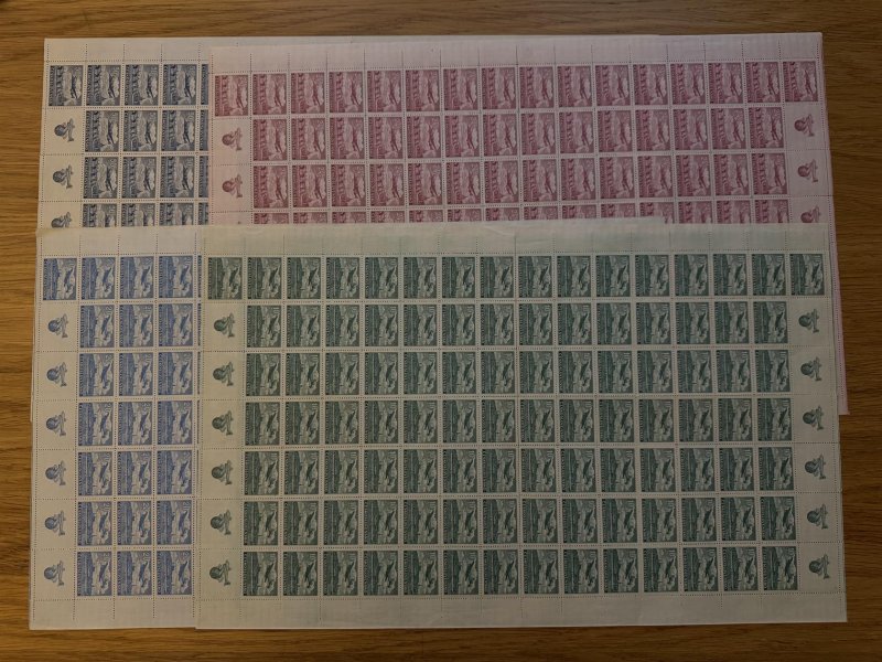 L 17 - L 24, 1,50K - 50K letecké 1946, 16x 50ks archy, ostatní 100ks archy. L 20, L 22 - L 24 kupónové archy. Kompletní archy přeložené - Velmi vzácné a hledané
