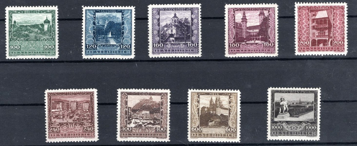 Rakousko - Mi. 433 - 41, Města, kompl. serie  kat. 130,- Eu