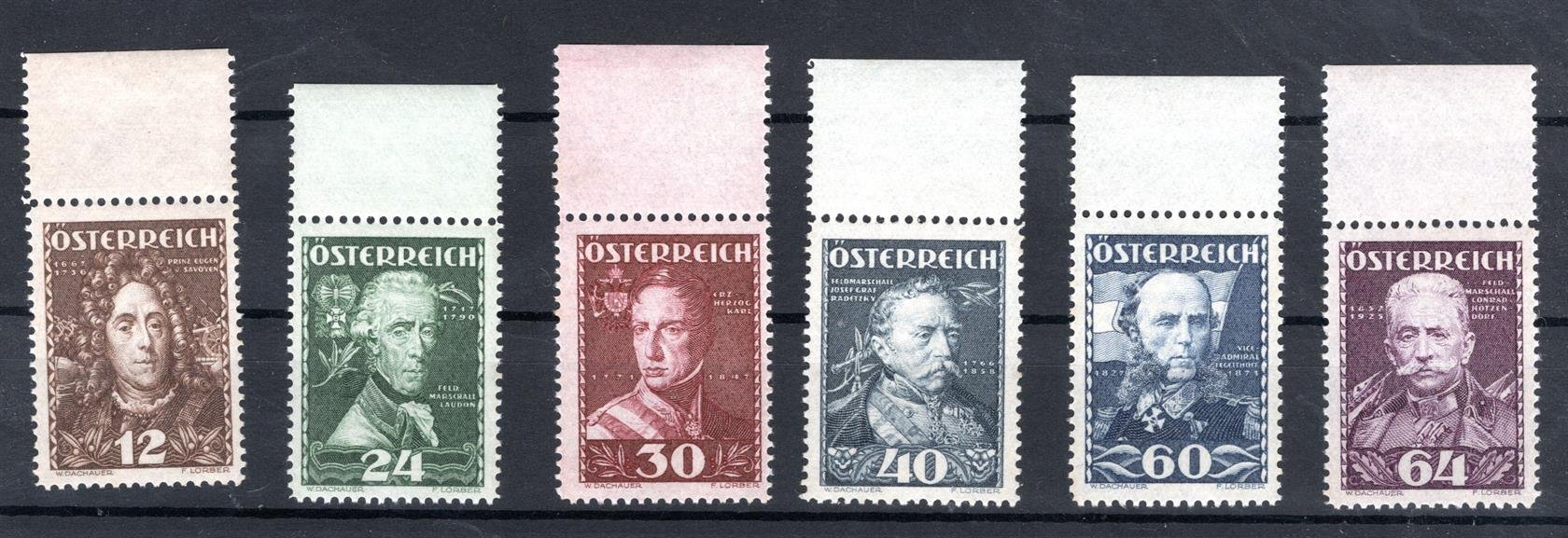 Rakousko - Mi 617 - 22, Vojevůdci, krajová hezká řada, kat. 175,- Eu