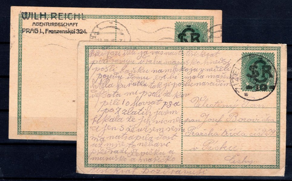 CDV 1 a dve prošlé celiny . přetisk na rak. celině Karel, kat. 800,-