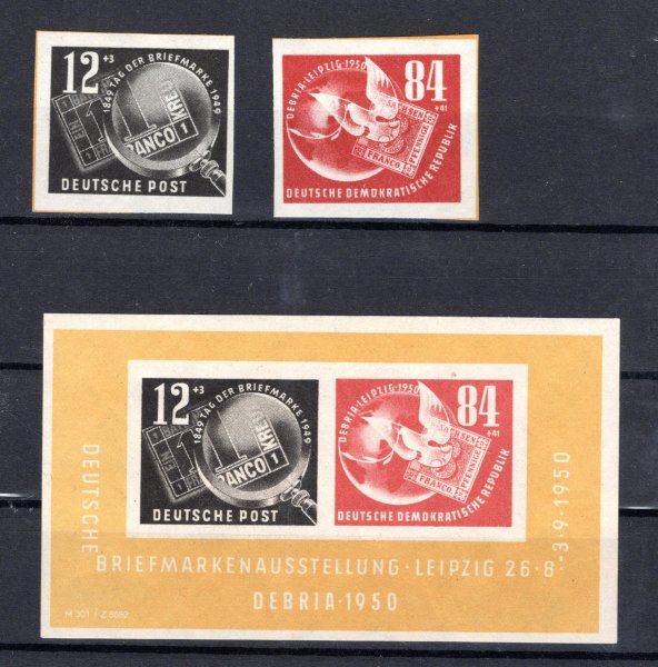 NDR - Mi. 271 - 2, Bl. 7, DEBRIA,  kompletní sestava, kat. 250,- Eu