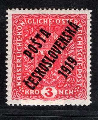 49 II b typ I, žilkovaný papír 3 K sv. červená, zk.Gi