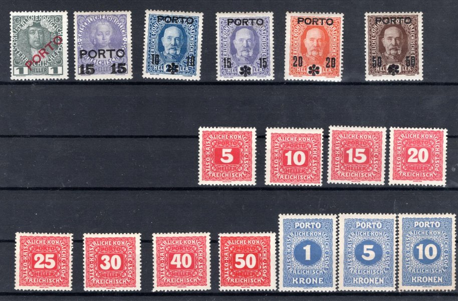 doplatní předběžné  známky, 2 kompletní řady ( Pofis  - 83 - 88 , 72 - 81 ) 