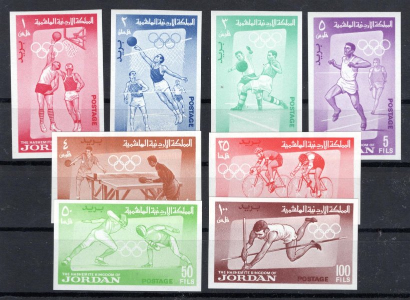 Jordánsko - Mi. 437 - 44 B, Olympisjské hry, kompl.nezoubkovaná řada, kat. 200,- Eu