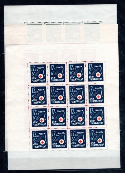 Chorvatsko - Mi. 167 - 9, Červený kříž, kompletní tiskové listy, hledané