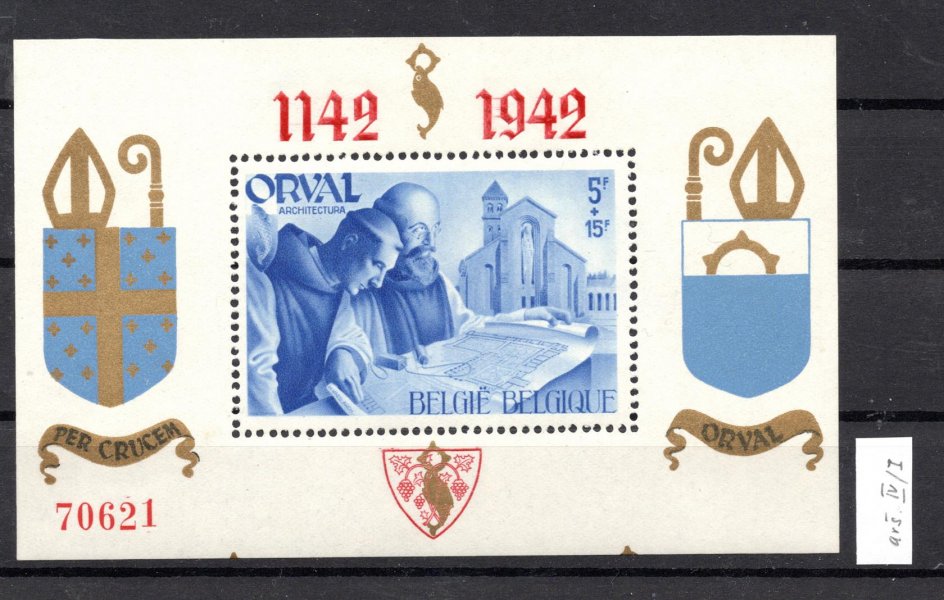 Belgie - 1942 Orval,  Mi. Bl. IV/I, privátní vydání, hledané