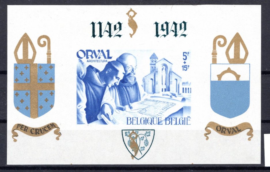 Belgie - 1942 Orval,  Mi. Bl. V/II, privátní vydání, hledané