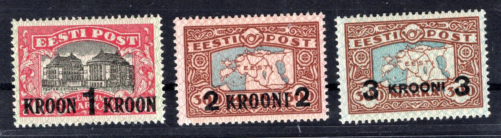 Estonsko - Mi. 87 - 9, výplatní řada s přetiskem, kat. 260,- , hledané