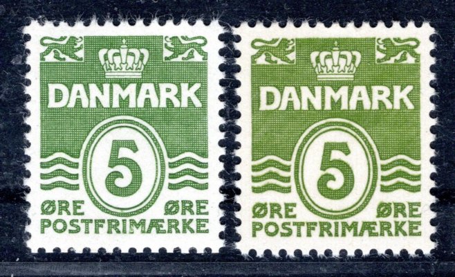 Dánsko - Mi. 198 I b + II, číslice, 5 o zelená, kat. 43,-