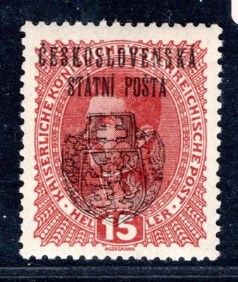 RV 27, II. Pražský přetisk, 1. vydání pro národní výbor, typ II, zk. Mr, Vr