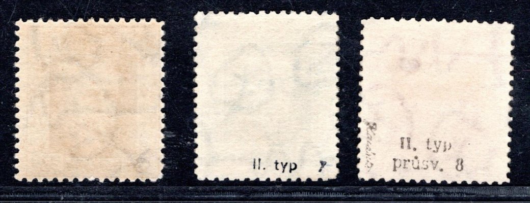 194 - 196 Typ II - Průsvitky P8 - zkoušeno, P7, P6 