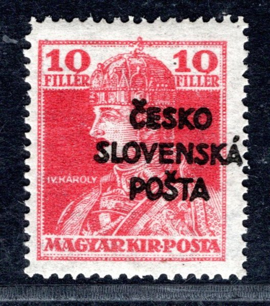 RV 146 ;  Šrobárův přetisk, 10  Filler - Karel ; posun přetisku   zk. Gilbert 