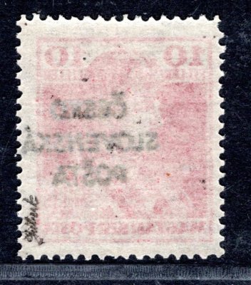 RV 146 ;  Šrobárův přetisk, 10  Filler - Karel ; posun přetisku   zk. Gilbert 