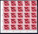 119  Karel, 10 f červená, levý horní 25 - ti blok , spojené typy přetisků